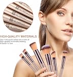 Pinceaux de Maquillage HEYMKGO Ensemble de 15 Pinceaux Professionnels Champagne Or, Pinceau de Fond de Teint, Pinceau à Poudrer, Pinceaux à Blush, Pinceaux à Concealer, Ensemble de Pinceaux de Maquillage avec Sac Cosmétique en Cuir PU
