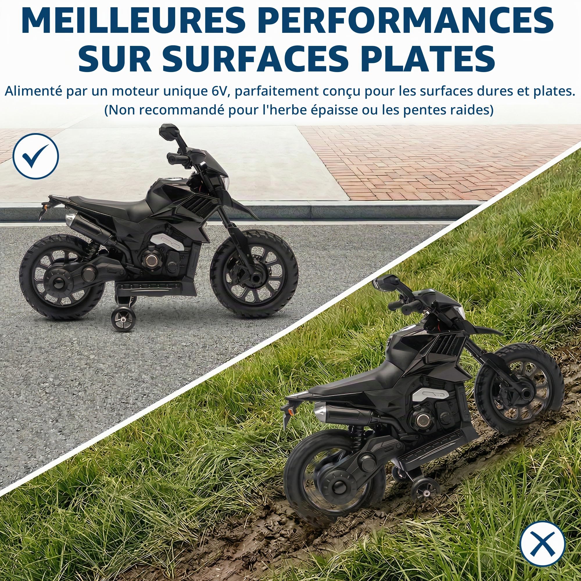 Moto Electrique Enfant Tout Terrain 6V Motocross Phares Musique Klaxon 3-6