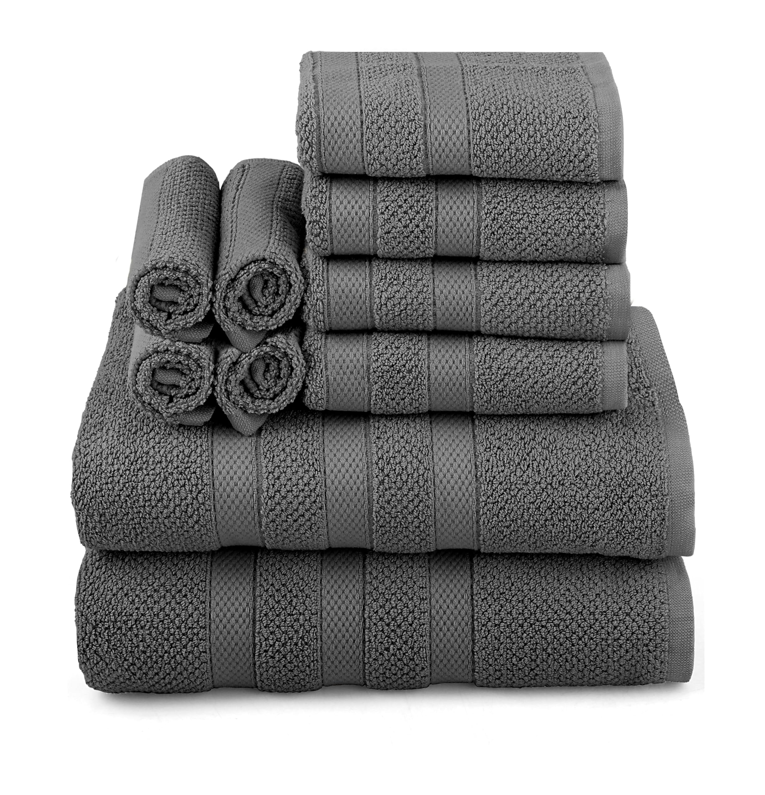COTTON CRAFT Popcorn Towel Set - Luxurious 10 Piece Towel Set - 100% Cotton - Soft Absorbent 600 GSM Bathroom Towels - 2 Large Bath Towel 4 Hand Towel