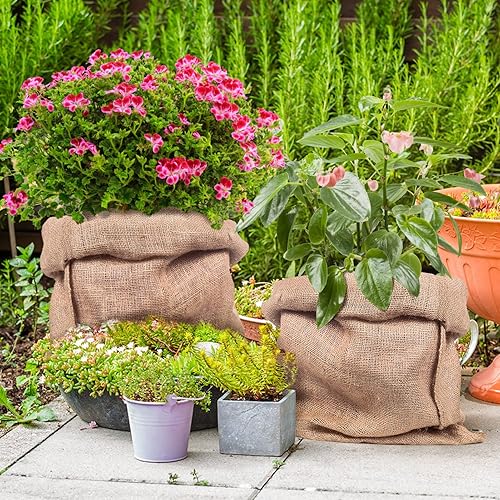 Vista 28 de ANPHSIN 4 bolsas de arpillera natural transpirables – 24 x 40 pulgadas, reutilizables, gruesas, yute, papa, cebolla, almacenamiento de alimentos