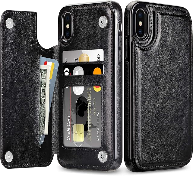 Coolden for iPhone XS Max Case Shockproof Case for iPhone XS Max Wallet Case Cover with Card Holder Slot Flip Folio Soft PU Leather Magnetic Closure Protective Case Cover for iPhone XS Max (Black)