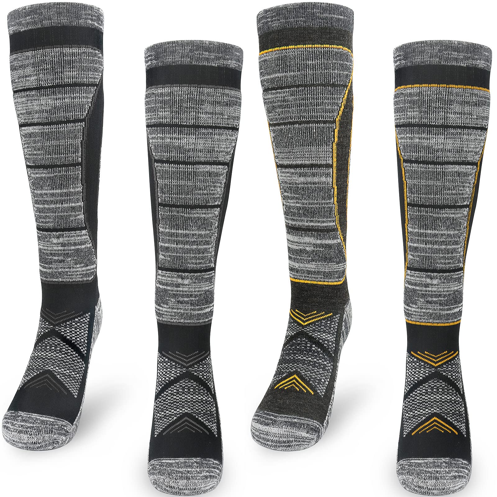 ouhos Merino Wool Thermal Ski Socks Mens 6-12 Long Knee High Warm Hiking Walking Sports Socks for Men Thick Cushioned Anti Blister Winter Outdoor Work Athletic Socks 2 Pairs