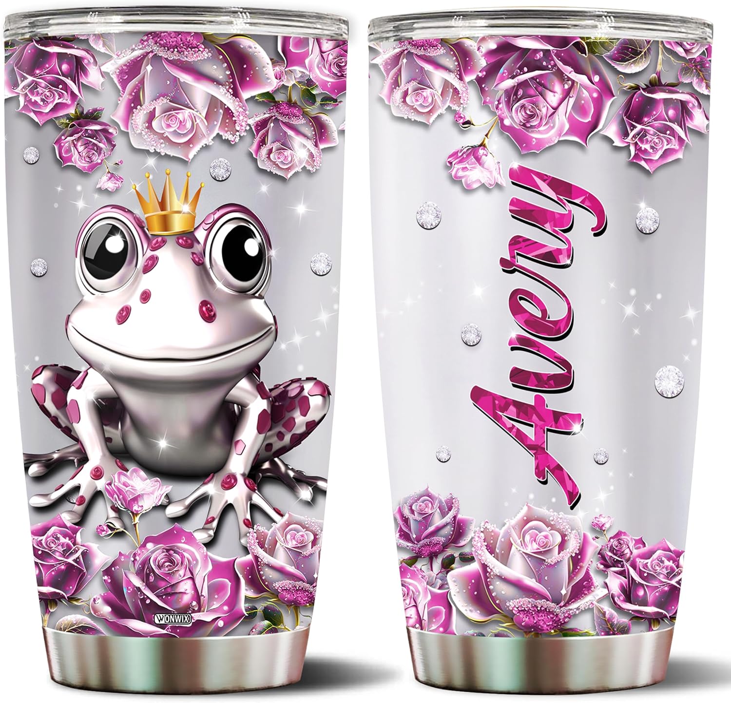 Personalized Frog Gifts For Women Girls Coffee Cup Mug Water Bottle Travel Mugs Birthday Christmas Valentine Frogs Gift Ideas Jewelry Style 20oz Stainless Steel Tumbler With Lids