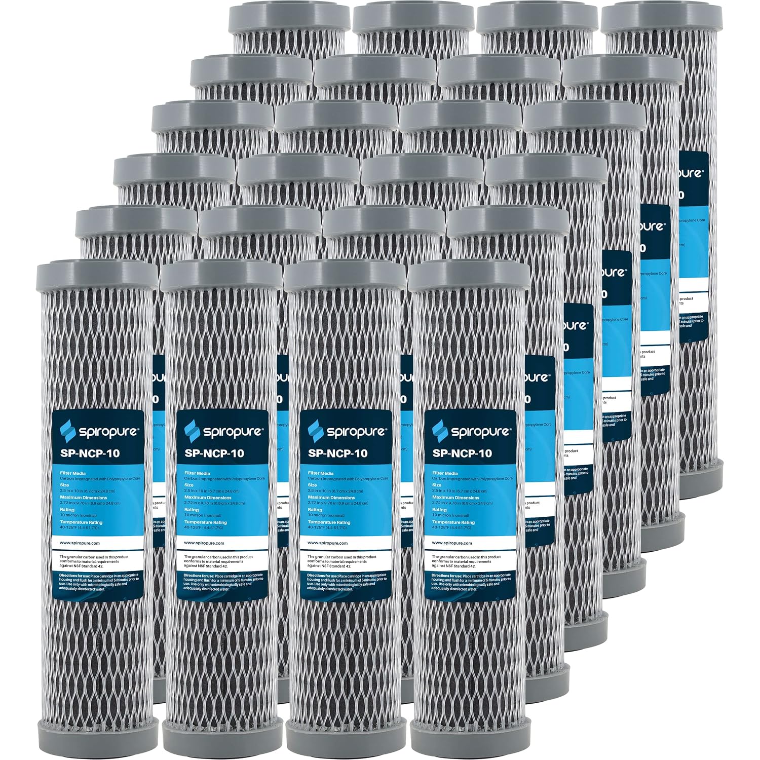 SpiroPure SP-NCP-10 10x2.5 10 Micron Dual Purpose Sediment and Carbon Water Filter Cartridge NCP-10 155367-43 (Case of 24)