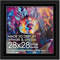 Vista 30 de Marco de madera negra de 9 x 9 pulgadas con paspartú blanco Con paspartú de 12 x 12 a 9 x 9 pulgadas Protector inastillable acrílico UV