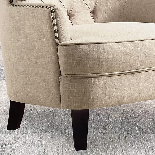 Miniatura 7 de Rosevera Gustavo Rosevara - Muebles de lectura para sala de estar cómodas sillas pequeñas para dormitorio tamaño estándar lino beige natural