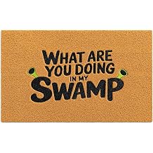 Funny Swamp Welcome Mat - What are You Doing in My Swamp Ogre Doormat for Front Door, 18" x 30" Waterproof Faux Coir Entrance Rug, Non-Slip Rubber Backing