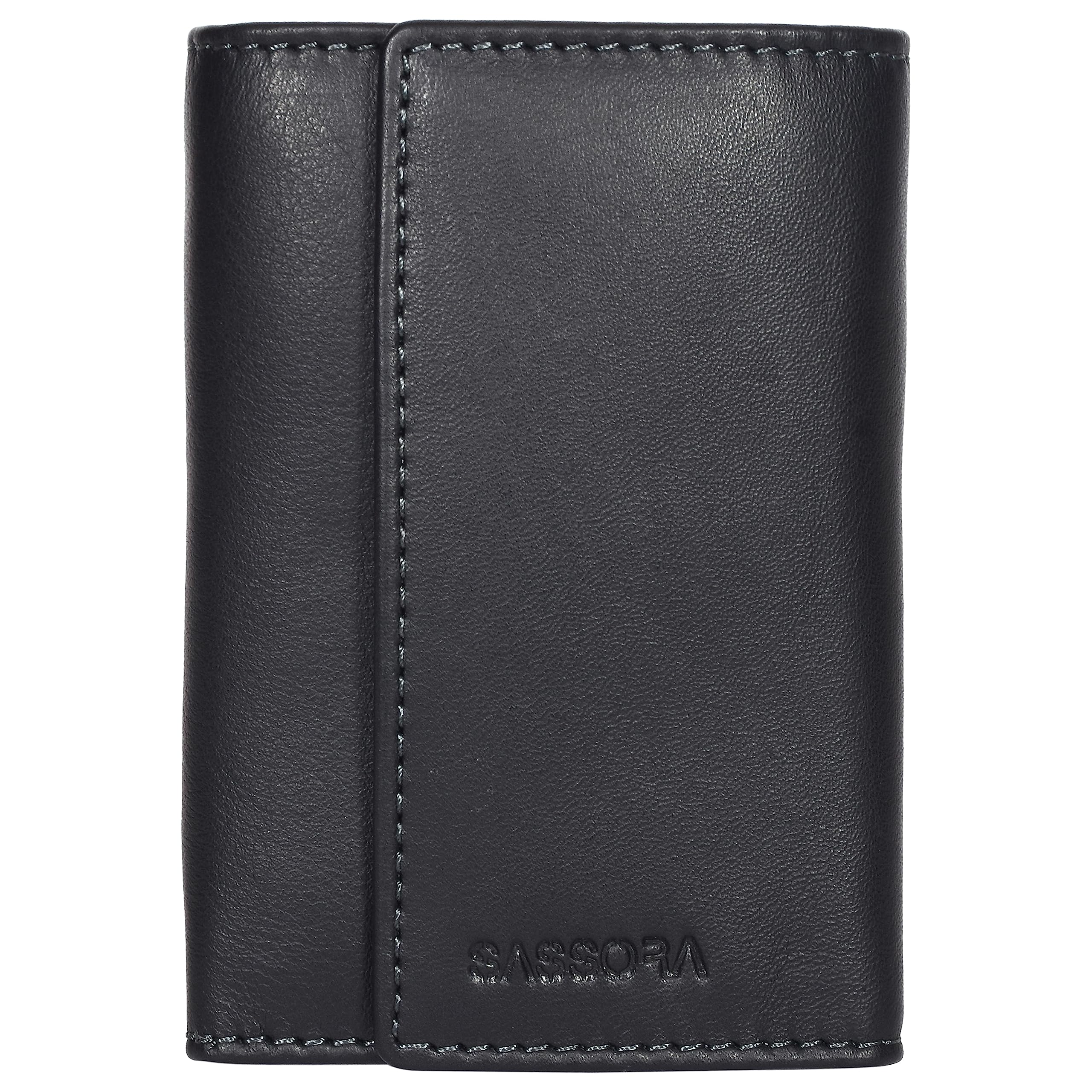 Sassora Genuine Leather Key Holder Wallet | 8-Hook Key Organizer Case with Snap Closure | Protects Phones from Scratches | For Men & Women