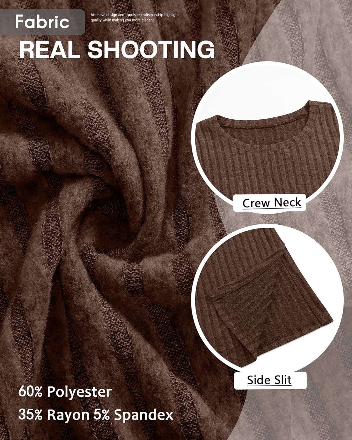 Ficerd 3 Pack Women's Maternity Shirts, Ribbed Long Sleeve Pregnancy Sweaters Crew Neck Slit Side Knit Pregnant Tunic Tee Top - Image 5