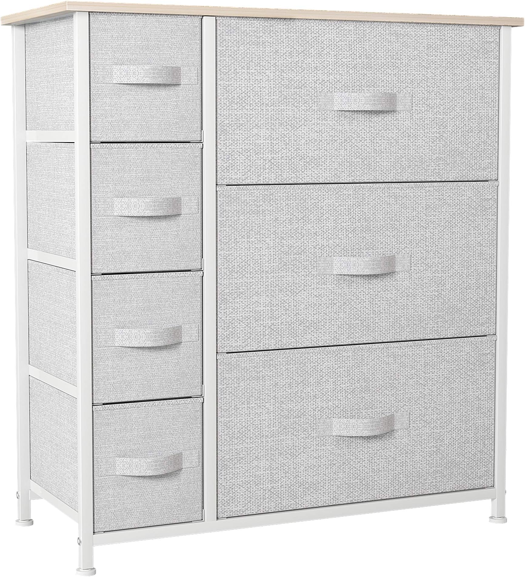 YITAHOME Chest of Drawers, Non-Woven Fabric 7-Drawer Storage Organizer Unit for Bedroom Living Room Closet, Sturdy Steel Frame, Easy Pull Fabric Bins & Wooden Top, Fabric Dresser