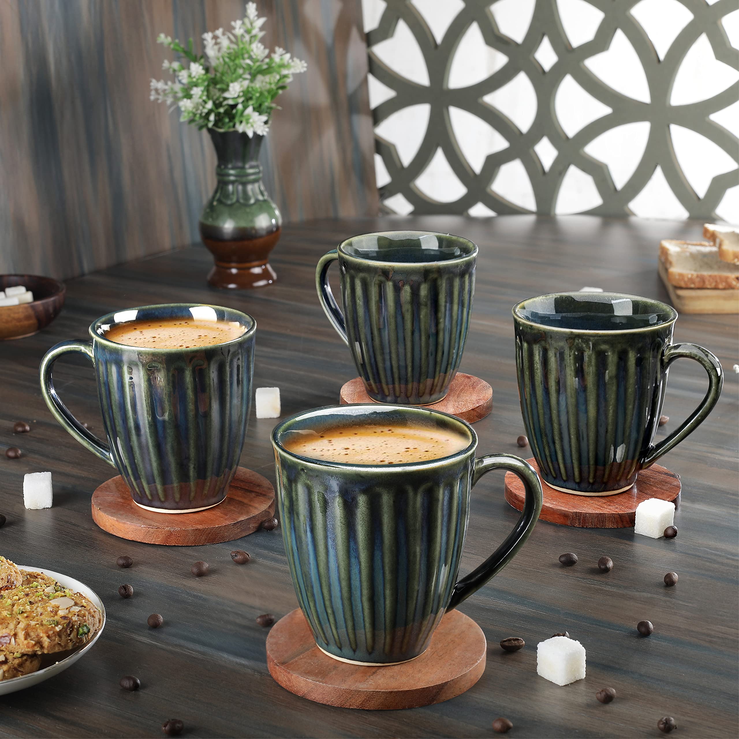 Indulge HOMESCeramic Coffee Mug Serving Matte/Glossy Finish Coffee Mug Tea Cup - 300 ML (Sea Green, Pack of 4) (B0BT7MM5ML) Amazon Price History, Amazon Price Tracker