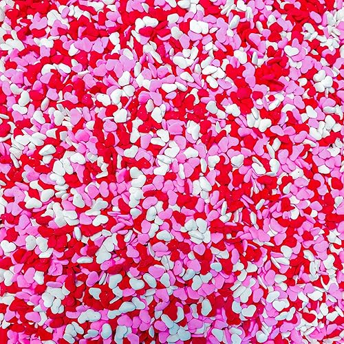 Sprinkle Deco Gránulos comestibles con forma de corazón rojo, blanco y rosa de San Valentín para pasteles, cupcakes/decoración de alimentos, 4 onzas