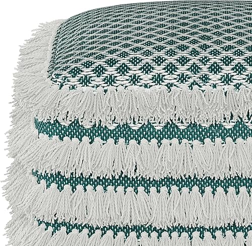 Miniatura 73 de SIMPLIHOME Nisi - Puf redondo de punto para exterior/interior en poliéster PET reciclado gris claro para sala de estar, dormitorio y habitación de