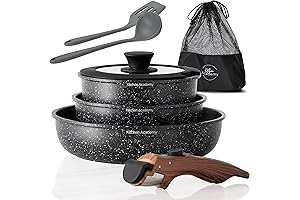 Kitchen Academy Detachable Handle Induction Cookware Sets for Camp