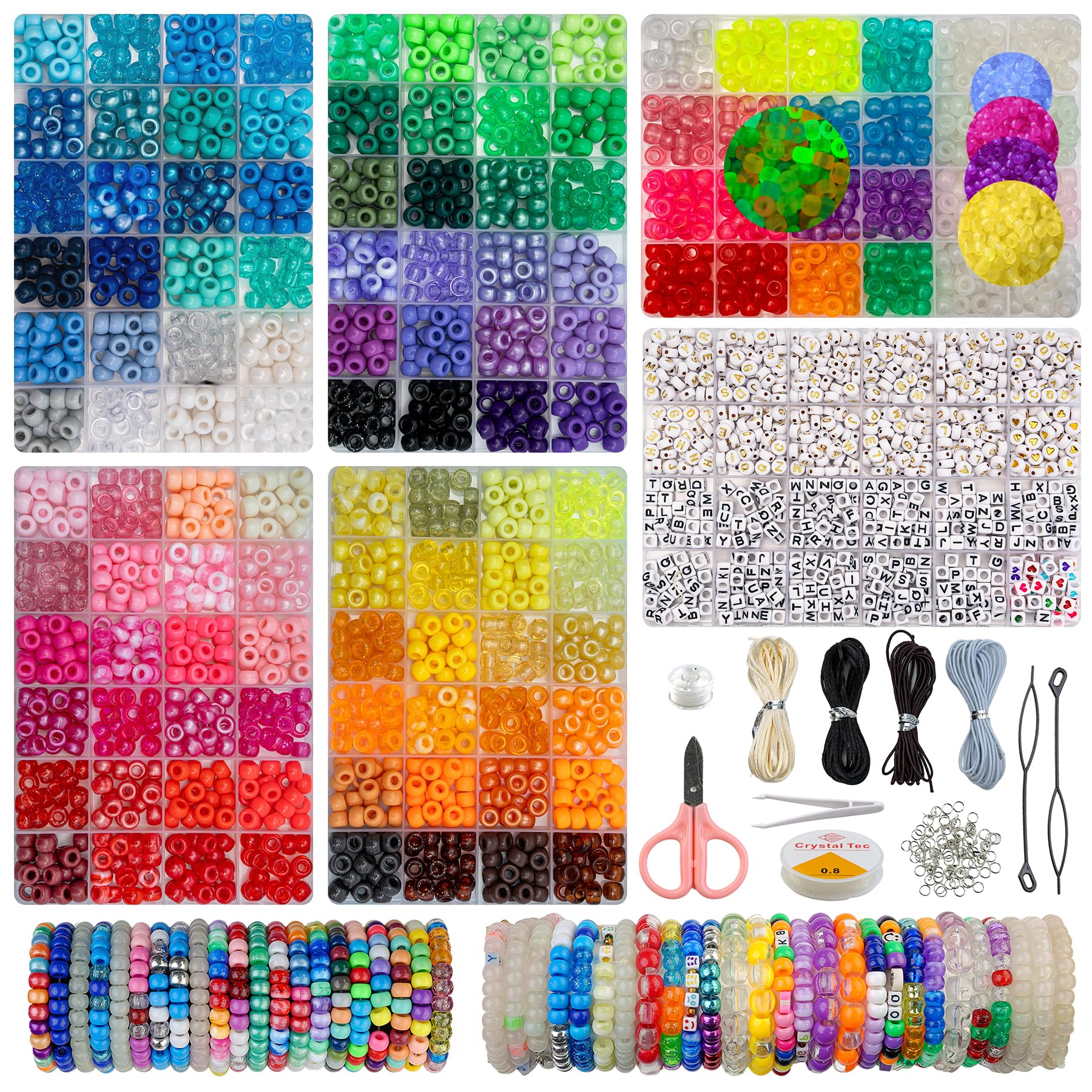 Glow in the Dark Pony Beads - UV Color Changing Bracelet Kit -10 Glow in the Dark Pony Beads - UV Color Changing Bracelet Kit -10