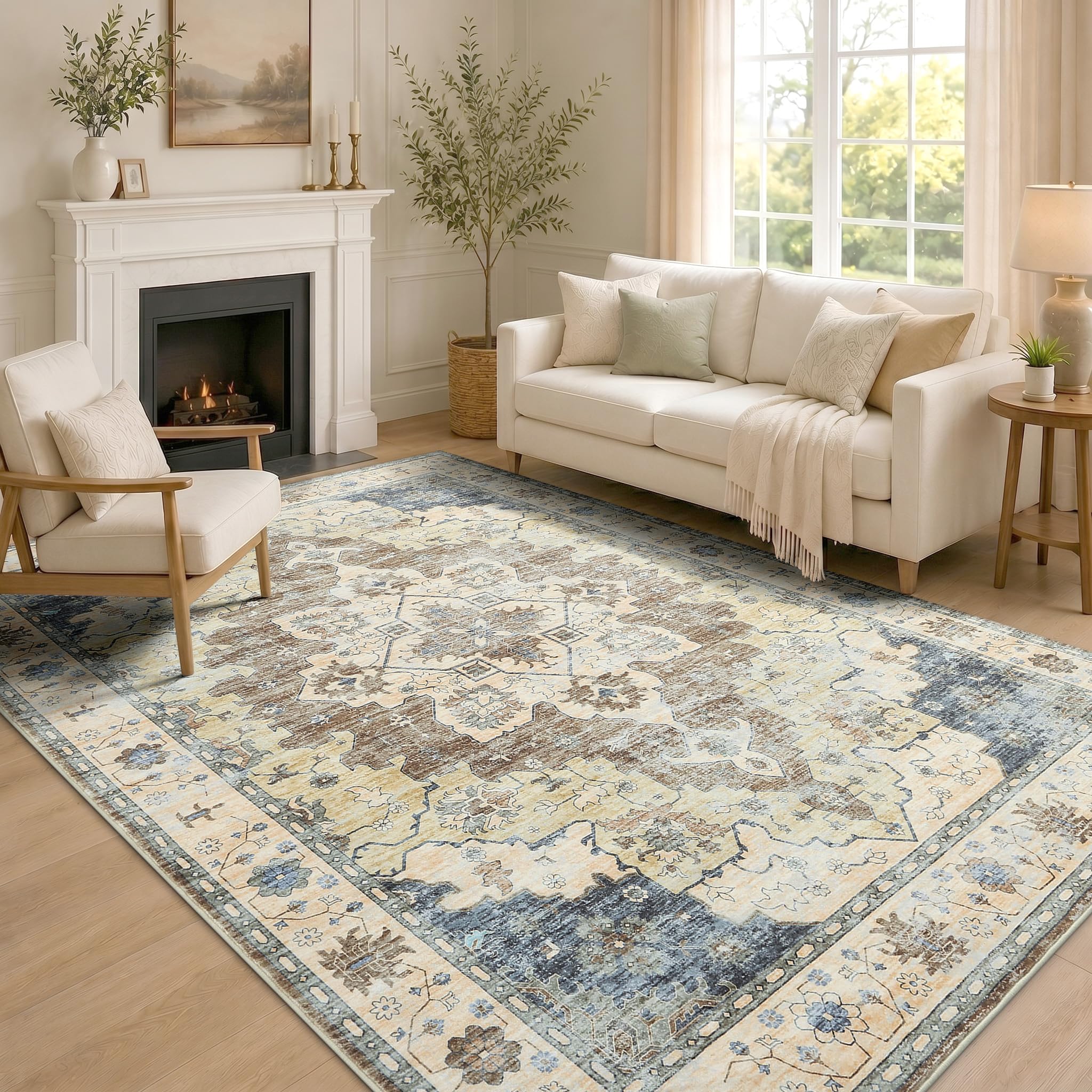 Homaxy Vintage Teppich Wohnzimmer