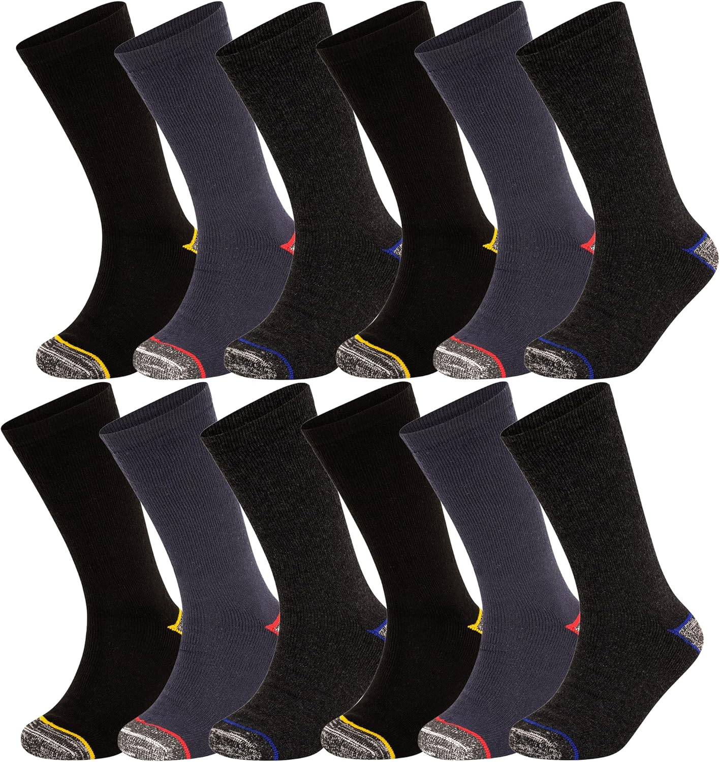 Men's Work Socks Pack Of 12 Breathable Resistant Design Stretch Fit