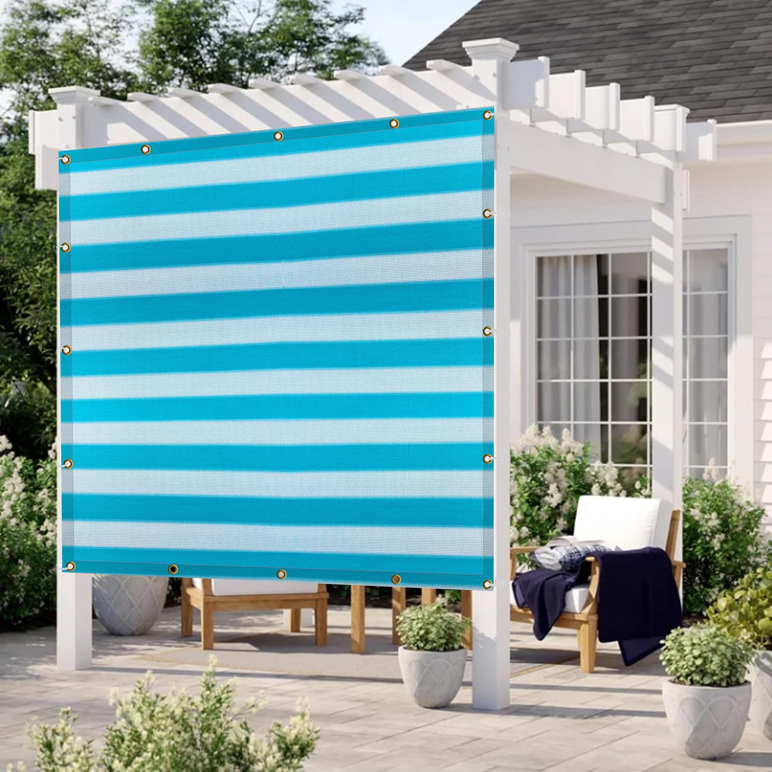 HDPE Sun Shade Sail Cloth Canopy Cover with Grommets & 85-90% Sun & UV Protection Used for Patio,Garden,Porch,Balcony,Outdoor Area (Blue&White Color, 9.5 X 12 Feet)(Pack of 1 Piece)-image-26