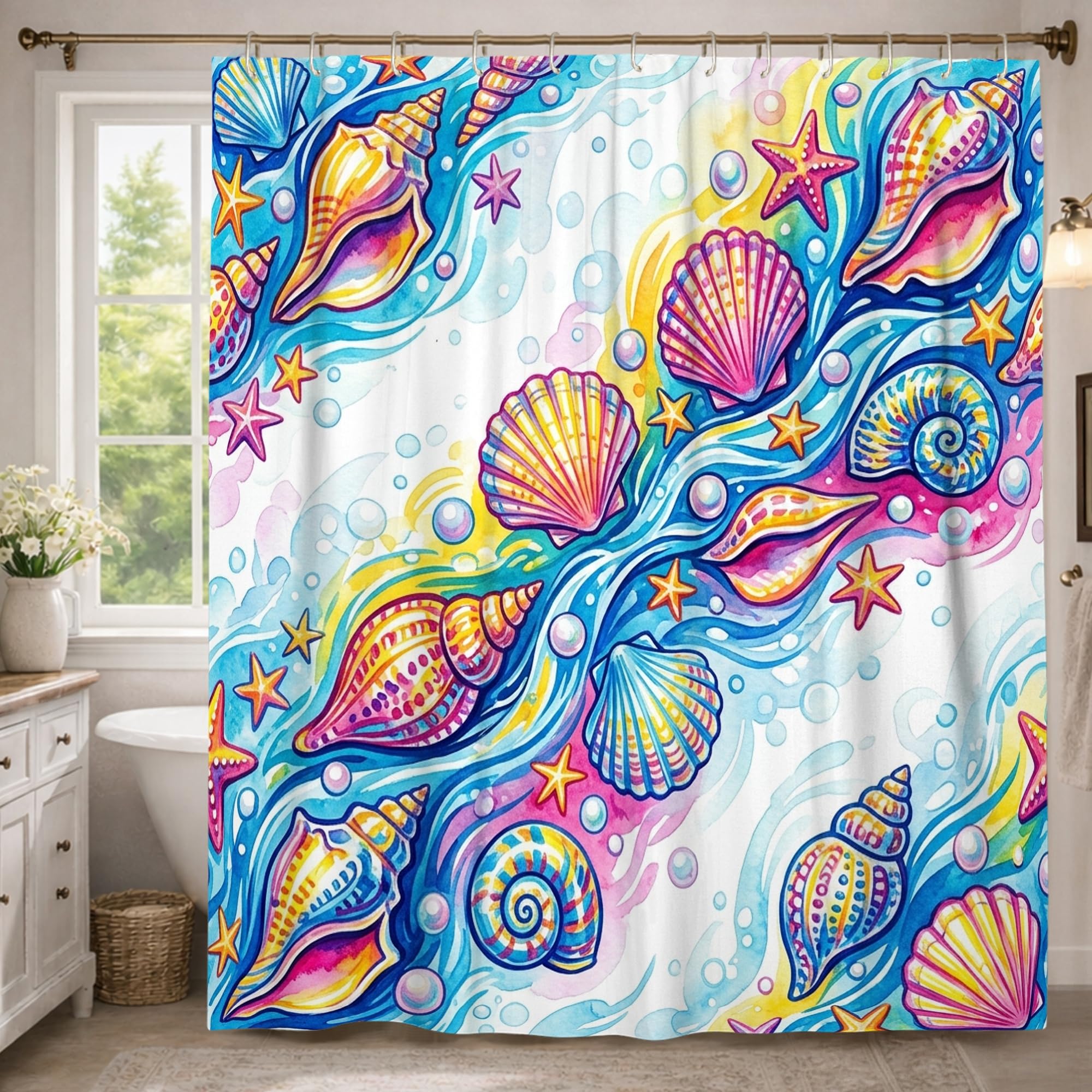 Rideau de douche de qualité supérieure en tissu bleu imperméable 183 x 243 cm
