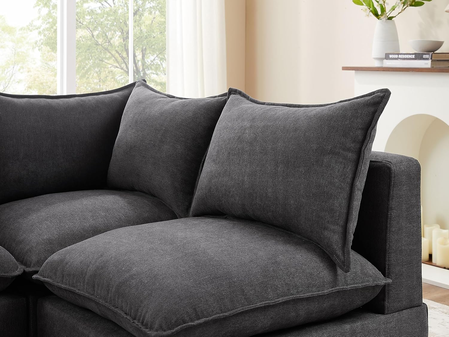 Modular Sectional Sofa, Convertible U Shaped Sofa Couch, Modular Sectionals with Ottomans, 6 Seat Sofa Couch with Chaise for Living Room (Dark Gray, U Shape)