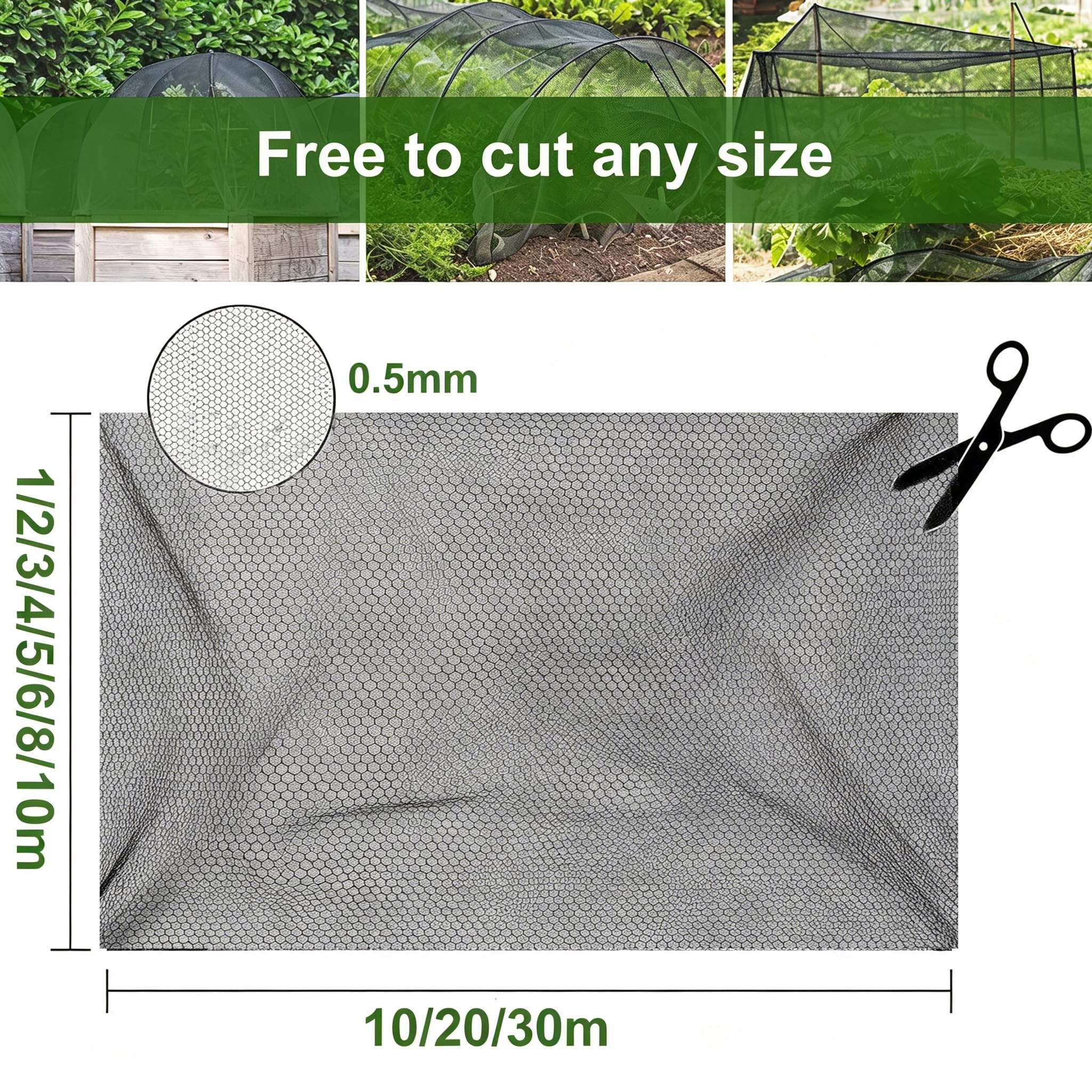 Generico Rete Protettiva Antigrandine Per Giardini, Rete Ombreggiante Maglia Fine 5mm Tessuto A Maglia Anti Insetti, Riutilizzabile Ritagliabile Per Frutta Verdura E Piante,Nero,6x50m
