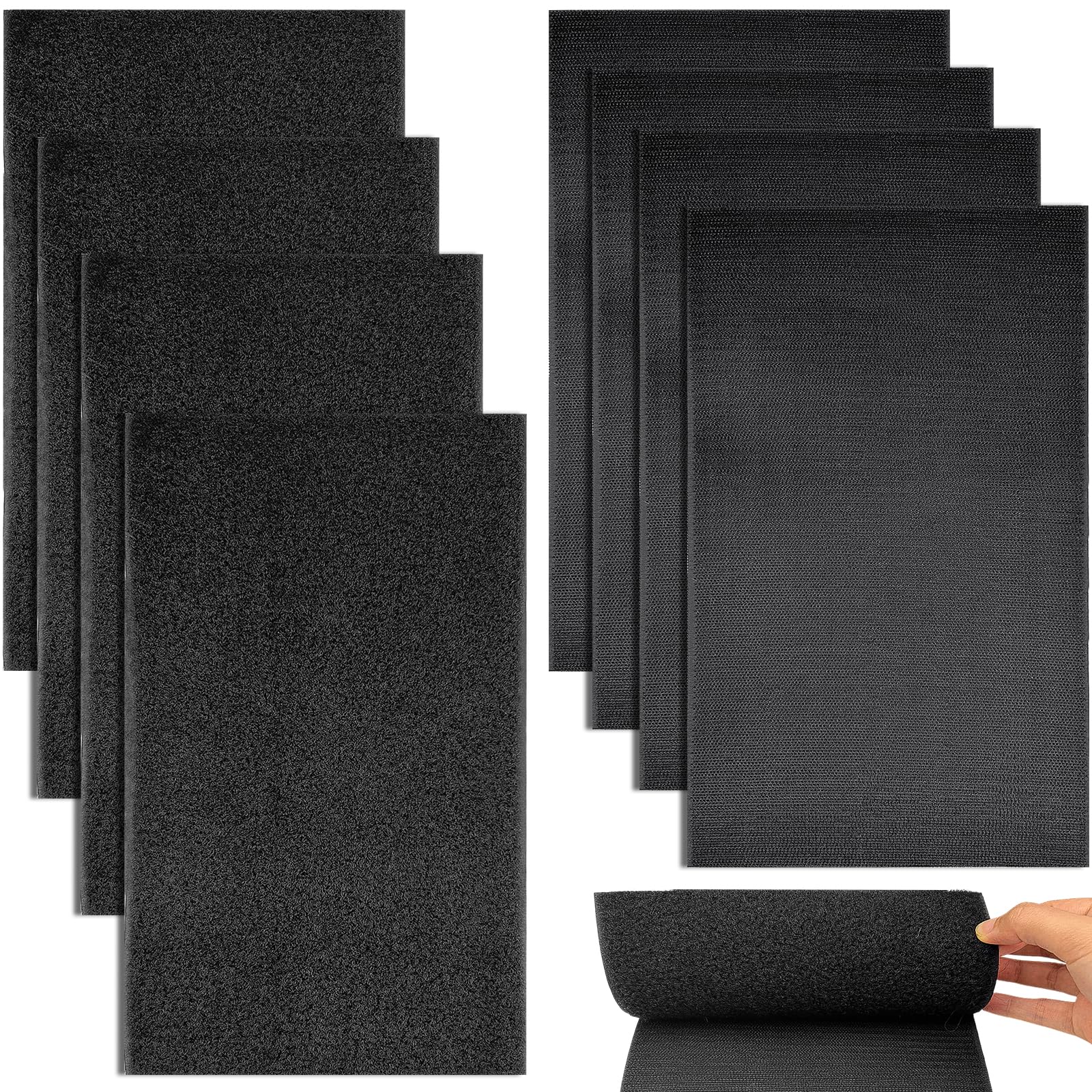 8 hojas de para coser, 18 x 30 cm, cinta de negra ancha para coser, hecha de poliéster de nailon, reutilizable cierre de para coser, cinta de gancho y bucle para ropa, textiles para el hogar