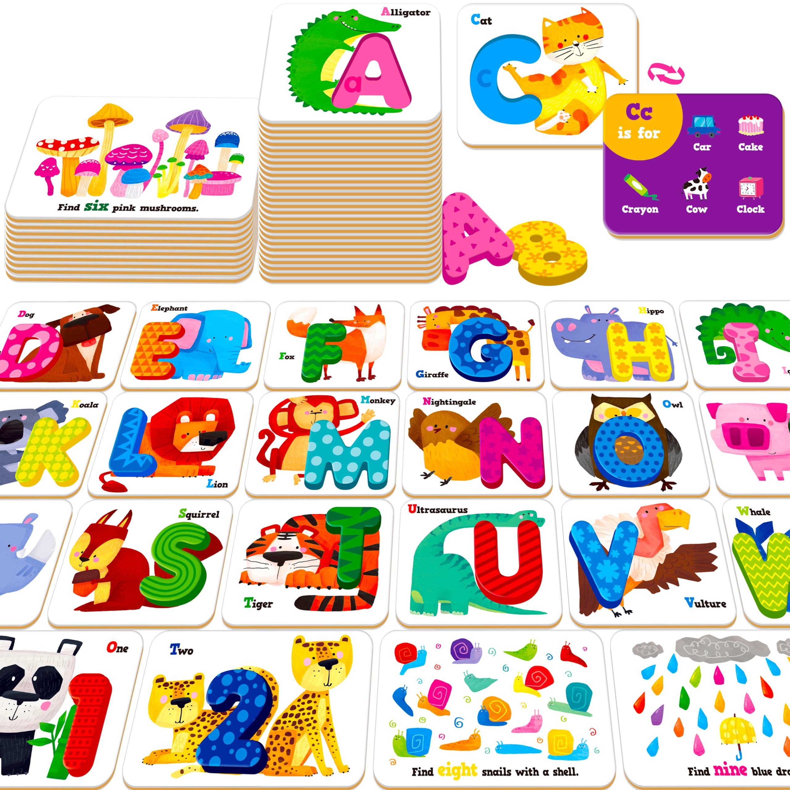 Alphabet & Numbers Cards Set, 37 Magnetic Letters and Numbers ABC Fridge Magnets Pattern Board Matching Puzzle Game Preschool Montessori Educational Learning Toys Set for Toddlers