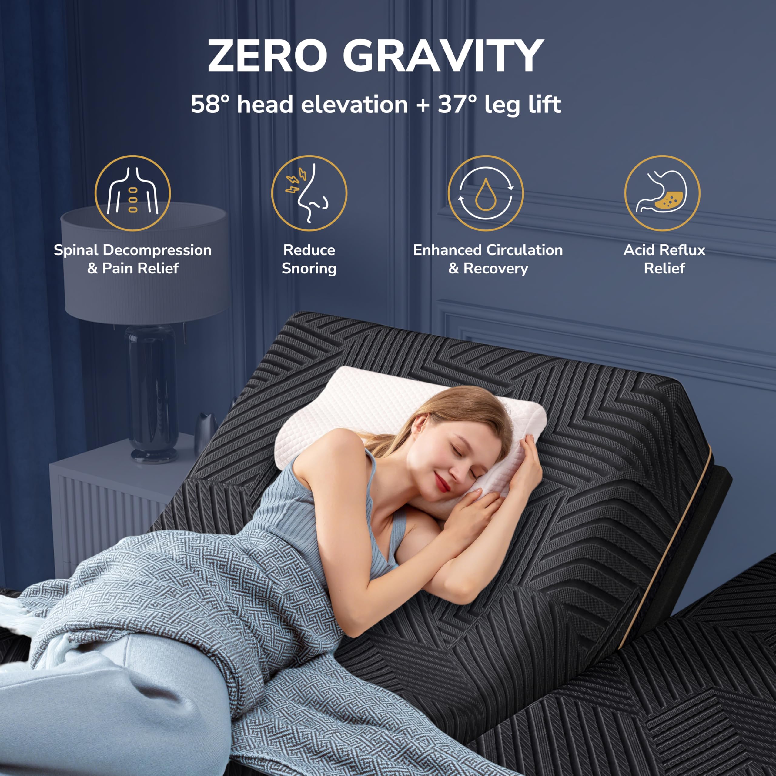 Best Split King Adjustable Bed 2026: 5 Dual-Control Picks 1 EGOHOME Split King Adjustable Bed Frame and 14 Inch Cooling Memory Foam Mattress — product photo