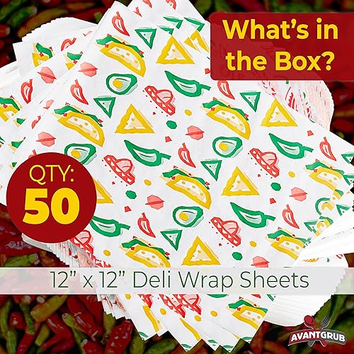 Miniatura 2 de Divertido, Fiesta Style papel de delicatessen de 12 pulgadas, 50 unidades a prueba de grasa, apto para microondas, tejido mexicano ideal para