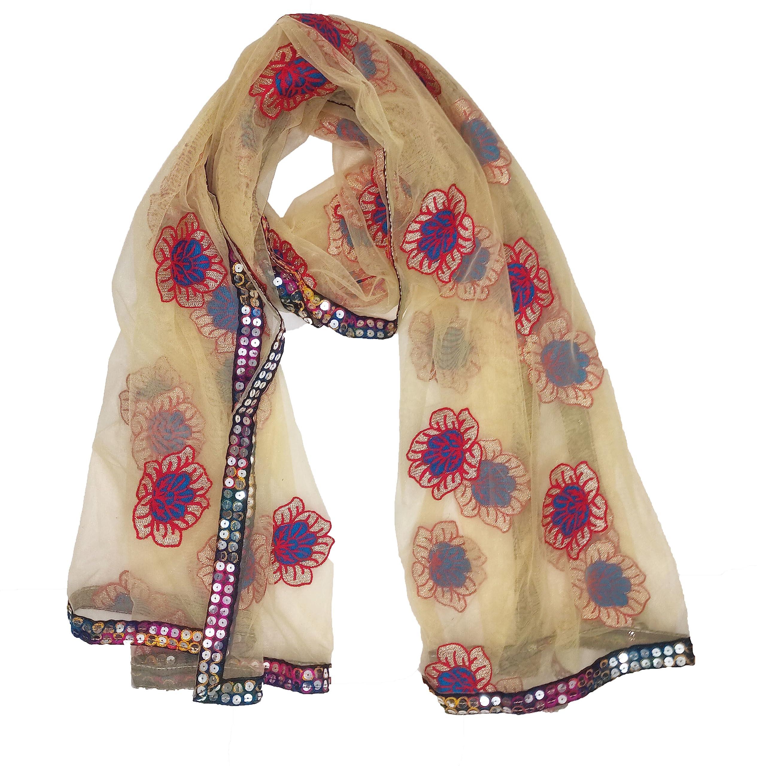 Embroidered Dupatta Net Beige DUP21180-image-11