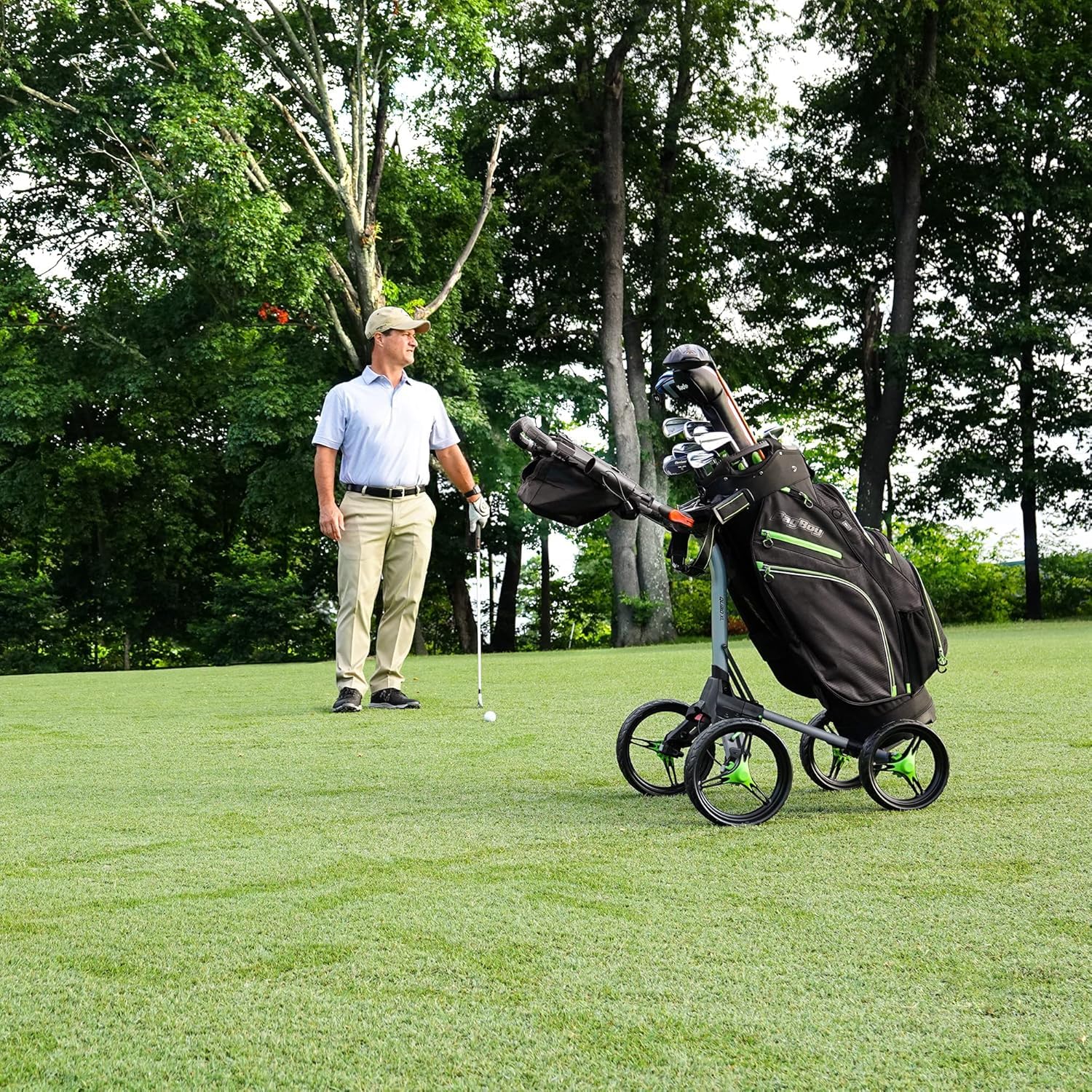 Amazon.com: Bag Boy Quad XL Golf Push Cart, Black/Silver : Sports