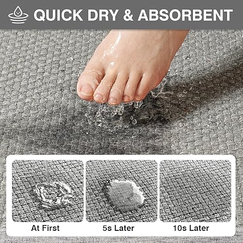 Miniatura 40 de Alfombra de baño de medio círculo, alfombras de baño finas para debajo de la puerta, de secado rápido, antideslizante, lavable, con respaldo de