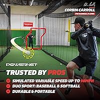 Vista 2 de PowerNet Launch F-lite Softball & Baseball Pitching Machine, Dimpled Practice Balls, Bucket of Baseballs, Coaching Bucket Bundle for Pitching