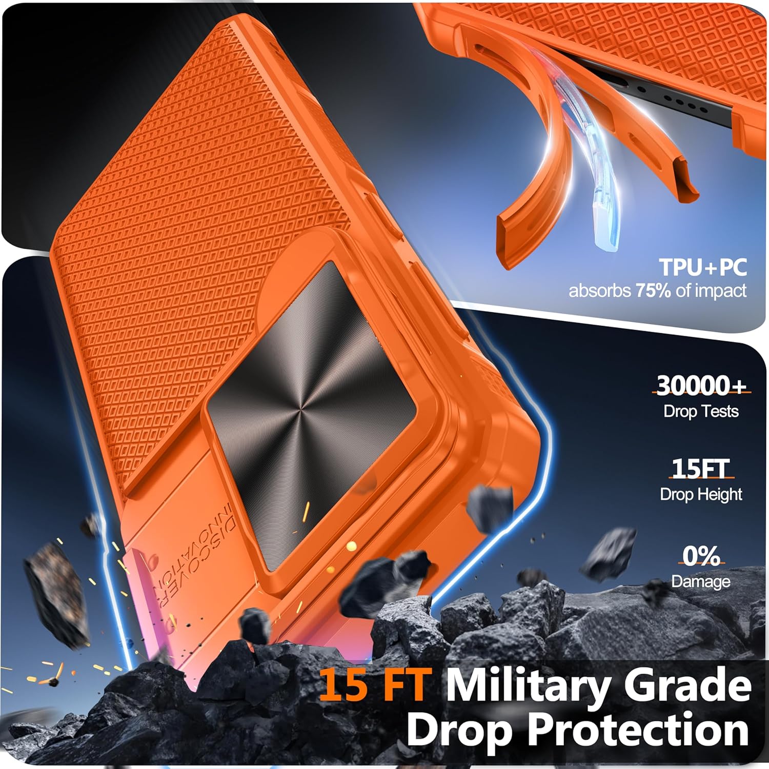 Magnetic for Samsung Galaxy S26 Case,[Slide Camera Cover][Kickstand][Compatible with Magsafe][Kickstand][Military Grade Protection] Shockproof Rugged Case for Galaxy S26, Orange