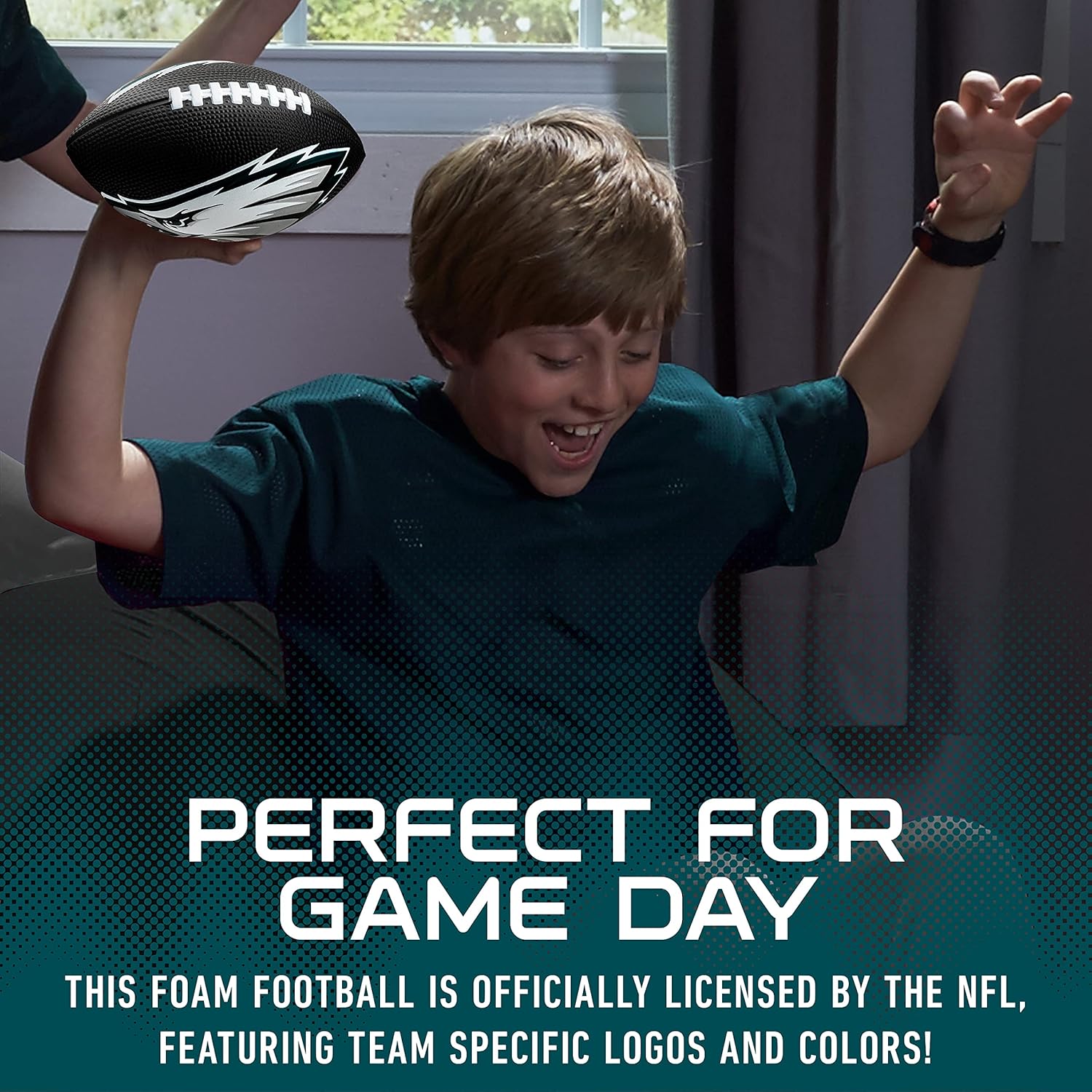 Franklin Sports NFL Football - Kids Foam Football - Soft Junior Size 8.5" Ball with 3D Logos - Perfect for Gameday + Tailgates