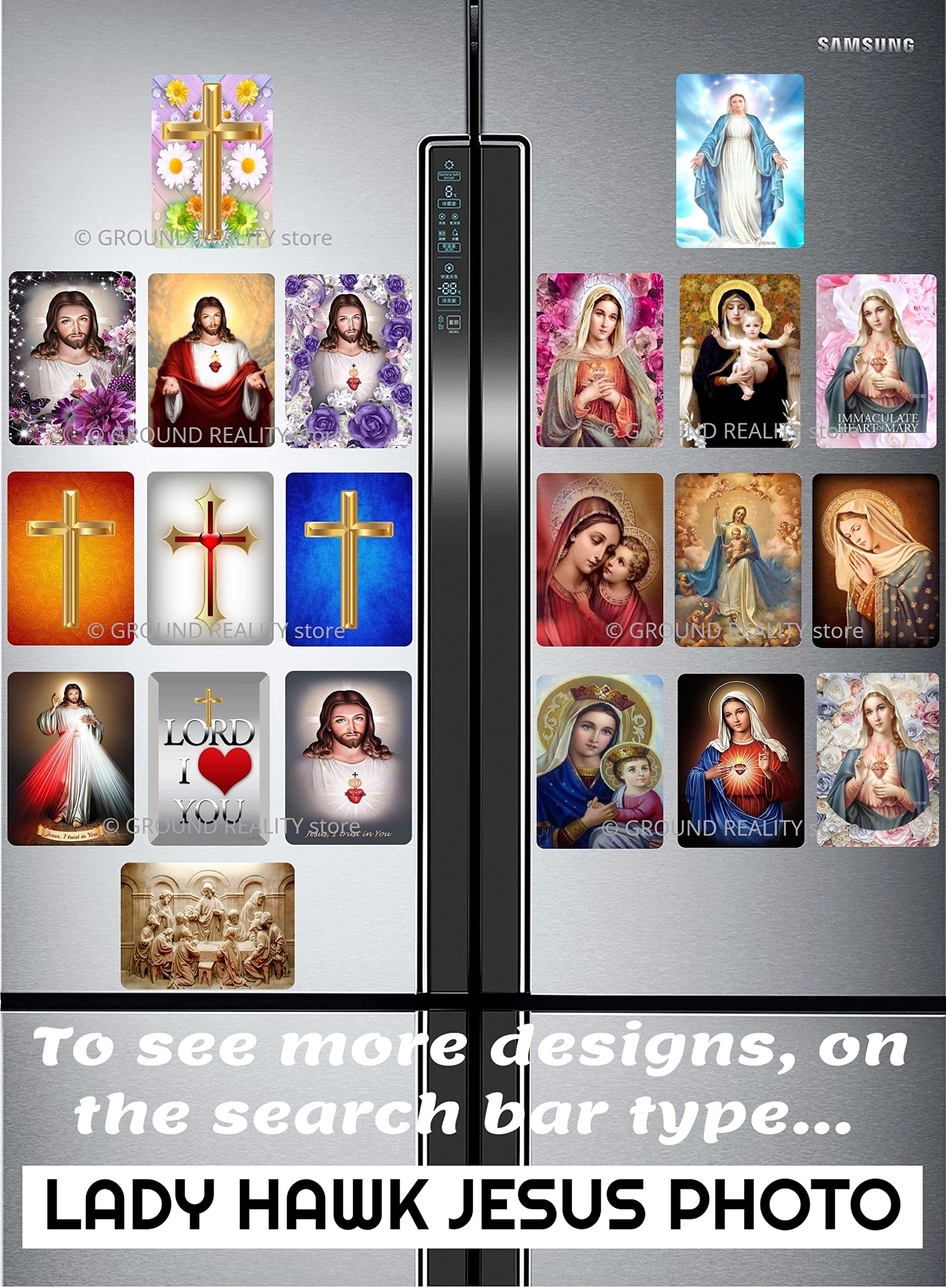 LADY HAWK Jesus Holy Cross Miniature Painting with magnetic backing. A Divine Gift for The Lord's Blessing. Directly sticks to any Metal Surface. Size 10x7cms Jesus Photo Frame Model Series - (G378) 4