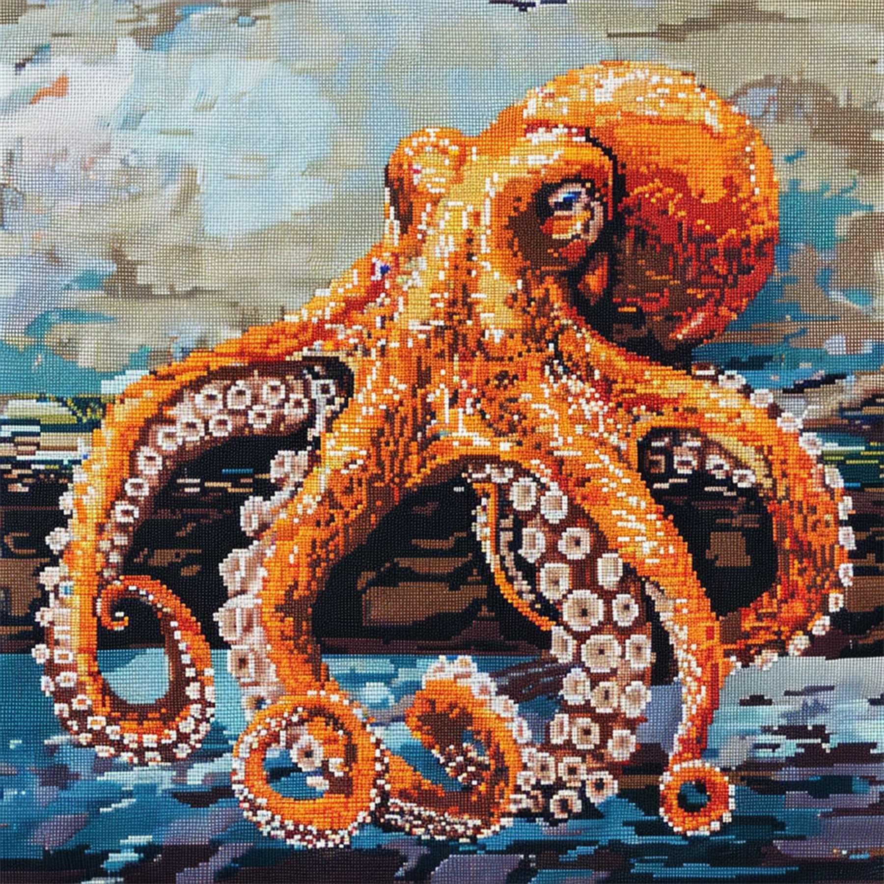 WallustrioaW DIY Latch Hook Kits Pillow Cover,Animal Octopus