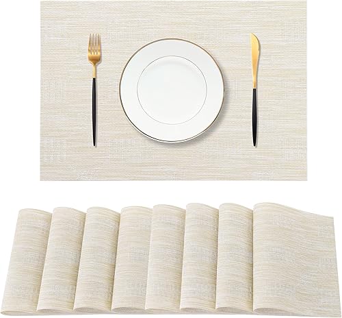 Miniatura 138 de Leetaltree - Juego de 6 manteles individuales, resistentes al calor, antideslizantes, para mesa de comedor, lavables, duraderos, tejido de PVC Azul