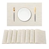 Leetaltree Wheat Placemats Set of 8 - Heat Resistant Non-Slip Place mats for Dining Table, Washable Durable PVC Vinyl Woven Table Mats（Wheat, 8）