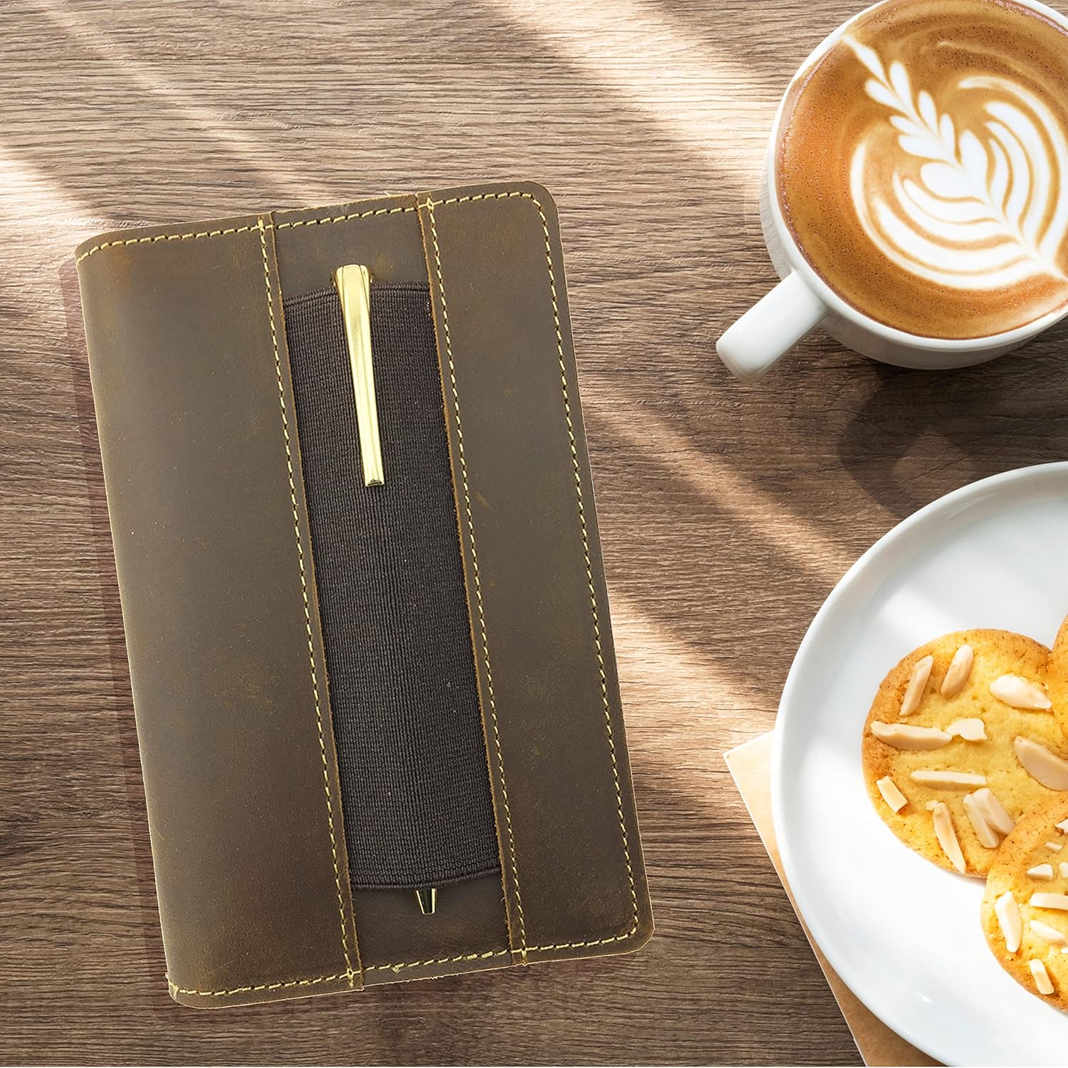 Sovereign-Gear Leather Field Notes Cover For Moleskine Cahier Notebook, Handmade Leather Notebook Cover for Small Notepad 3.5" x 5.5", Pocket Field Note Wallet & Pen Holder + Field Note Booklet