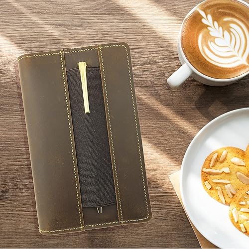 Miniatura 8 de Funda de cuero para notas de campo Moleskine Cahier, funda de cuero hecha a mano para bloc de notas pequeño de 3.5 x 5.5 pulgadas, cartera de notas