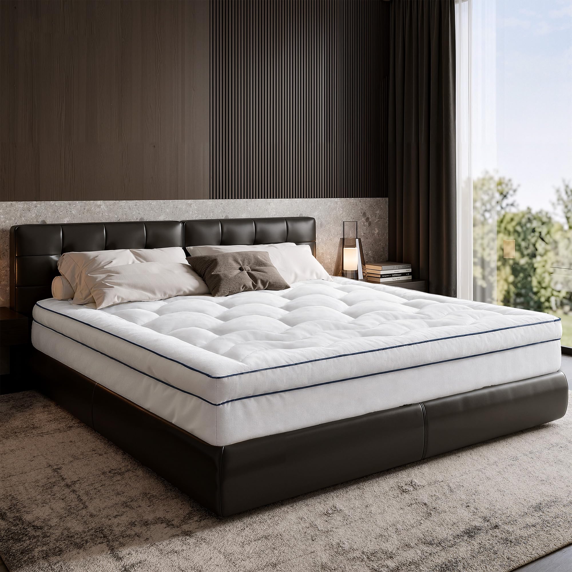 Surmatelas 140x190 cm, 1200 g/m³ Microfibres Remplissage, 20-55cm 360° Poche Profonde Antidérapant, 8 cm d'épaisseur Surmatelas, Respirante, adaptée aux Matelas à Ressorts fermes, canapés-Lits