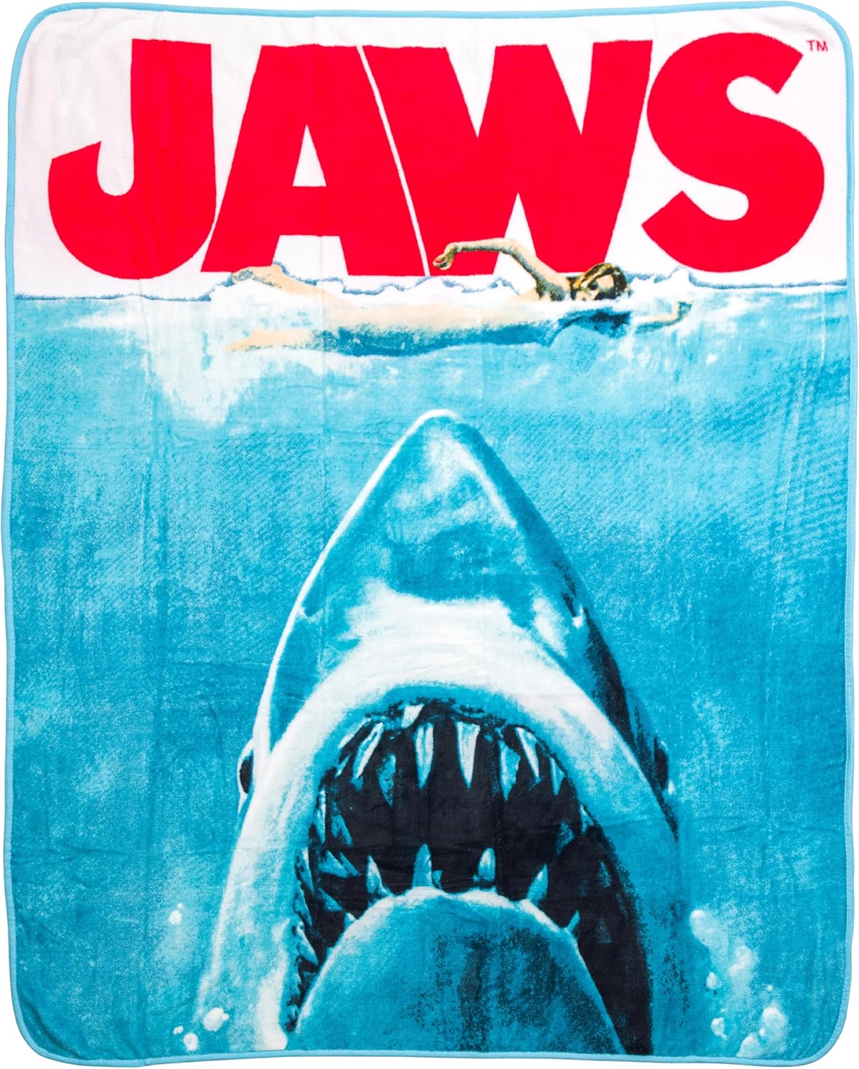 Silver Buffalo Jaws Movie Poster 45" x 60" Fleece Throw, Soft and Cozy Blanket, 250 GSM