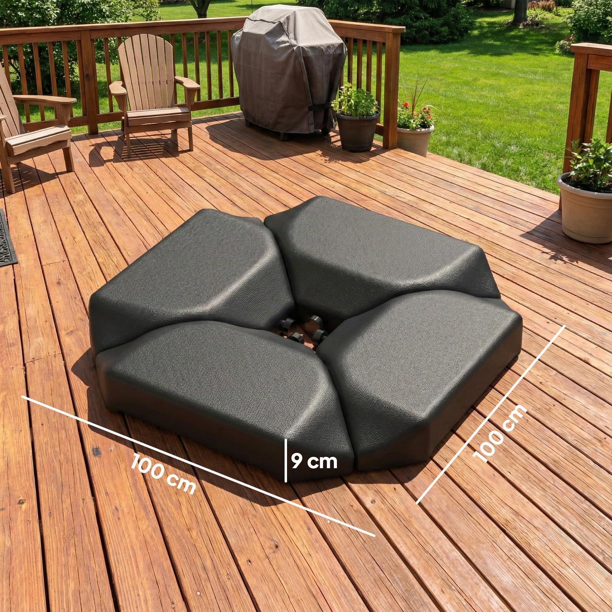 Outsunny Base para Sombrilla de 4 Piezas para Cantilever Doble Cara Negro | Soporte para Parasol, HDPE Rellenable con Agua 77 kg o Arena 100 kg, Peso para Sombrilla, Jardín, Patio