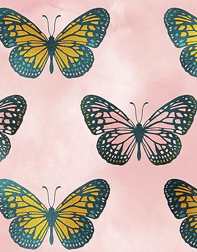 Miniatura 5 de Mural de pared con patrón de mariposa grande sobre fondo rosa. Dormitorio, guardería, decoración del hogar. Papel tapiz para despegar y pegar, #6441