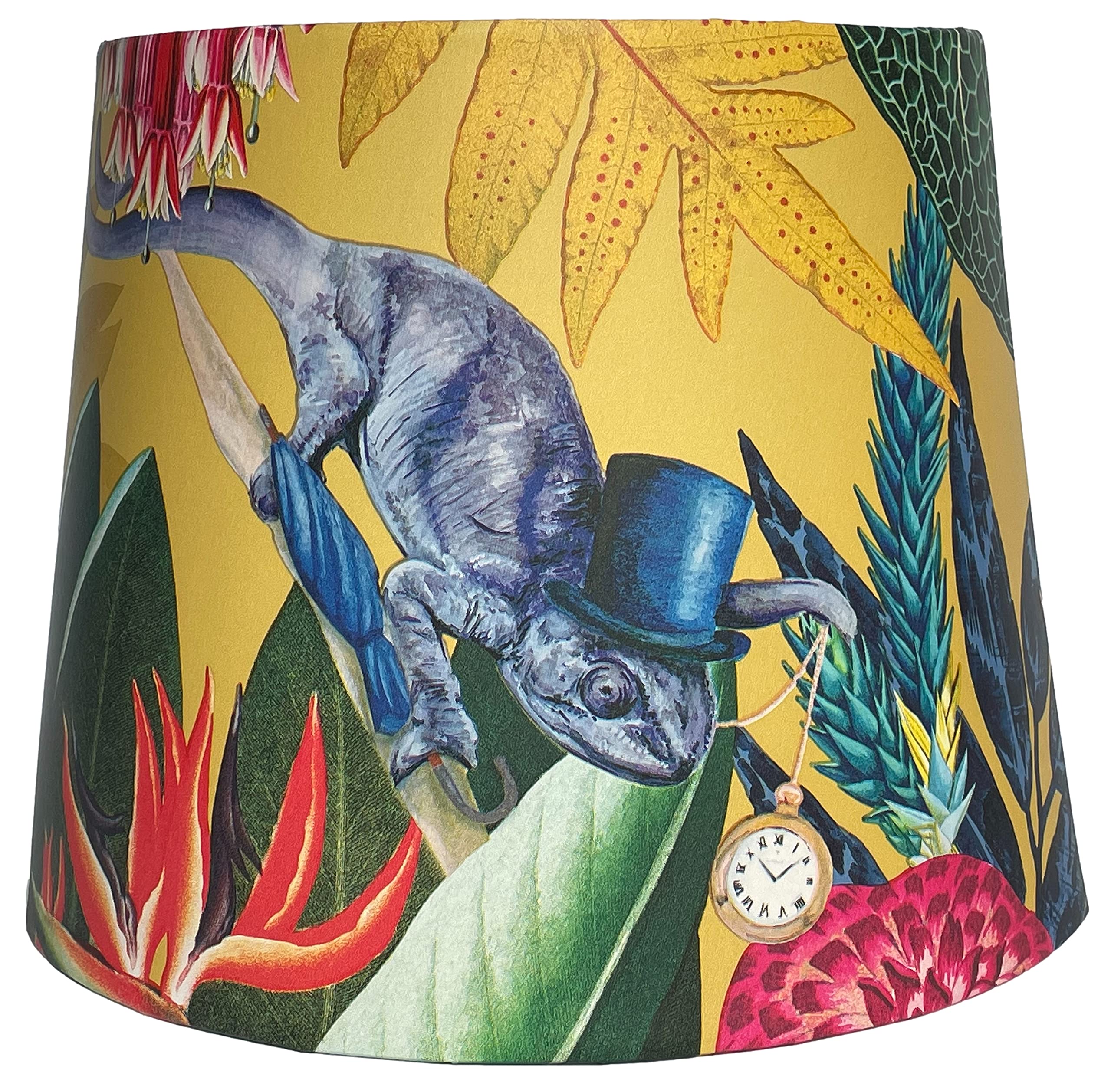 Lampshade Kings Ochre Yellow Tropical Jungle Lampshade Ceiling Light Shade Parrot Bird Chameleon Animal Wonderland