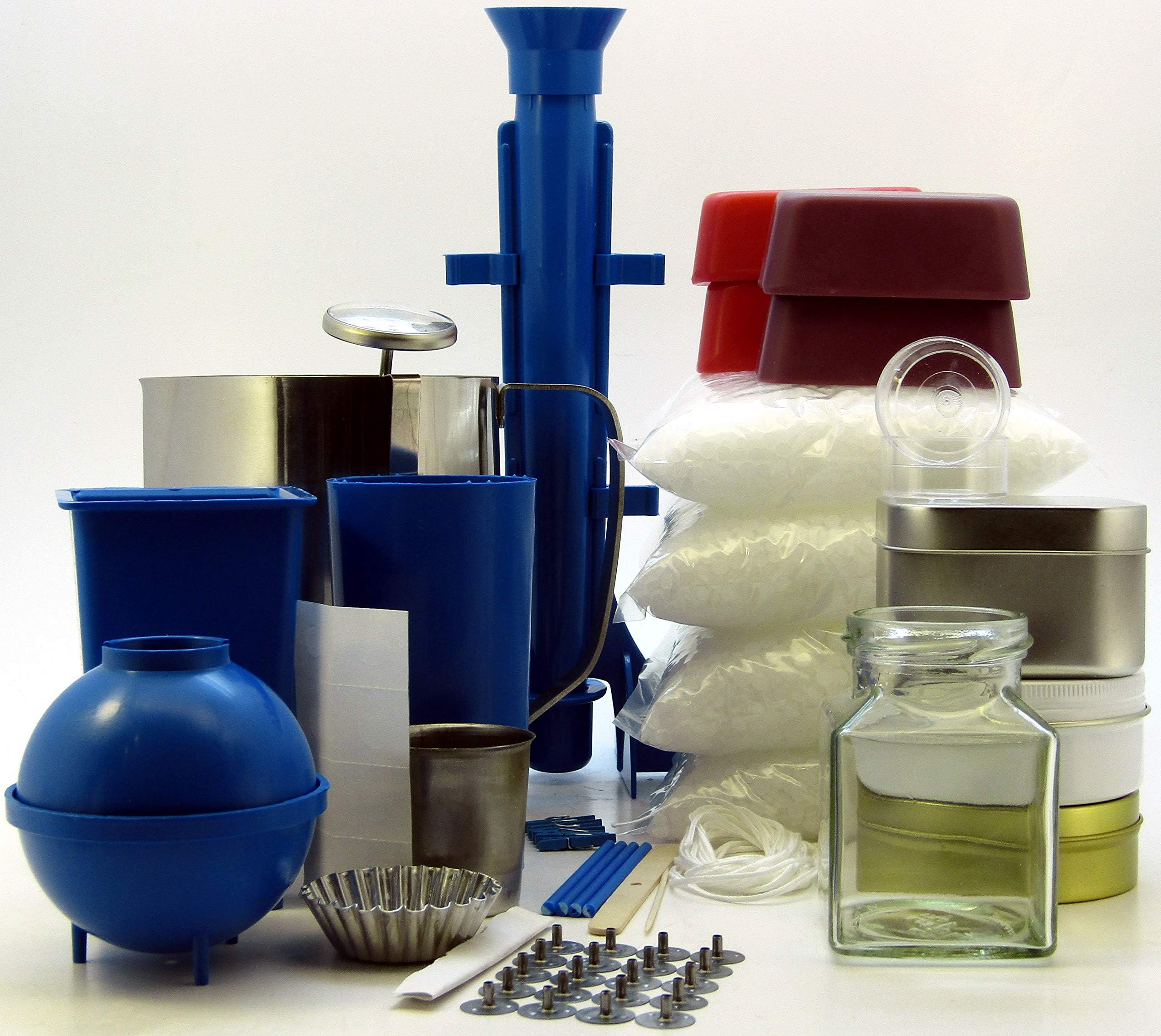 Complete candle making kit. Moulds, votive, jug, 2.5Kg wax makes 50 candles. Geranium and Orange, Vanilla and Sandalwood