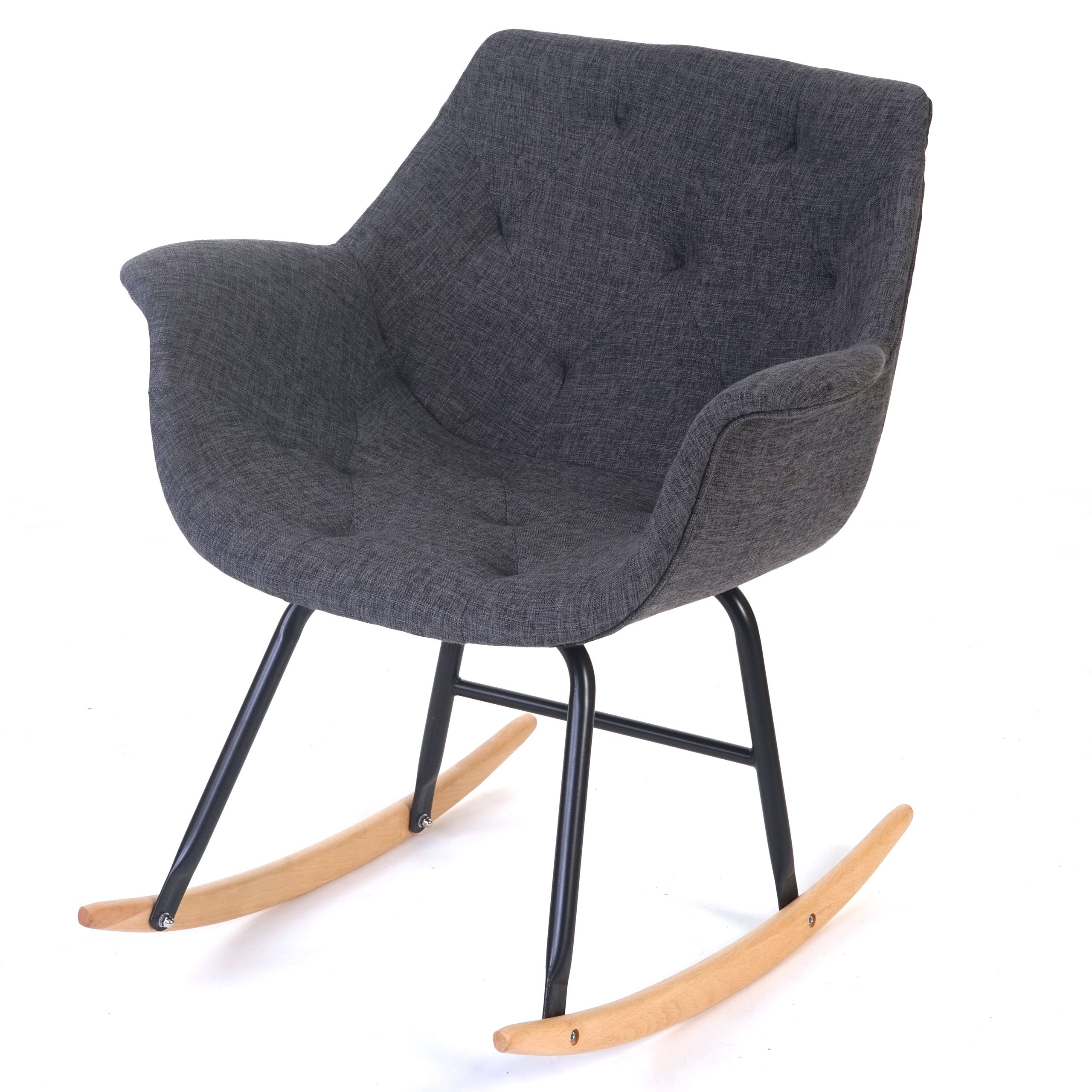 Silla mecedora Malmö T820, sillón de relajación ~ Tejido, gris