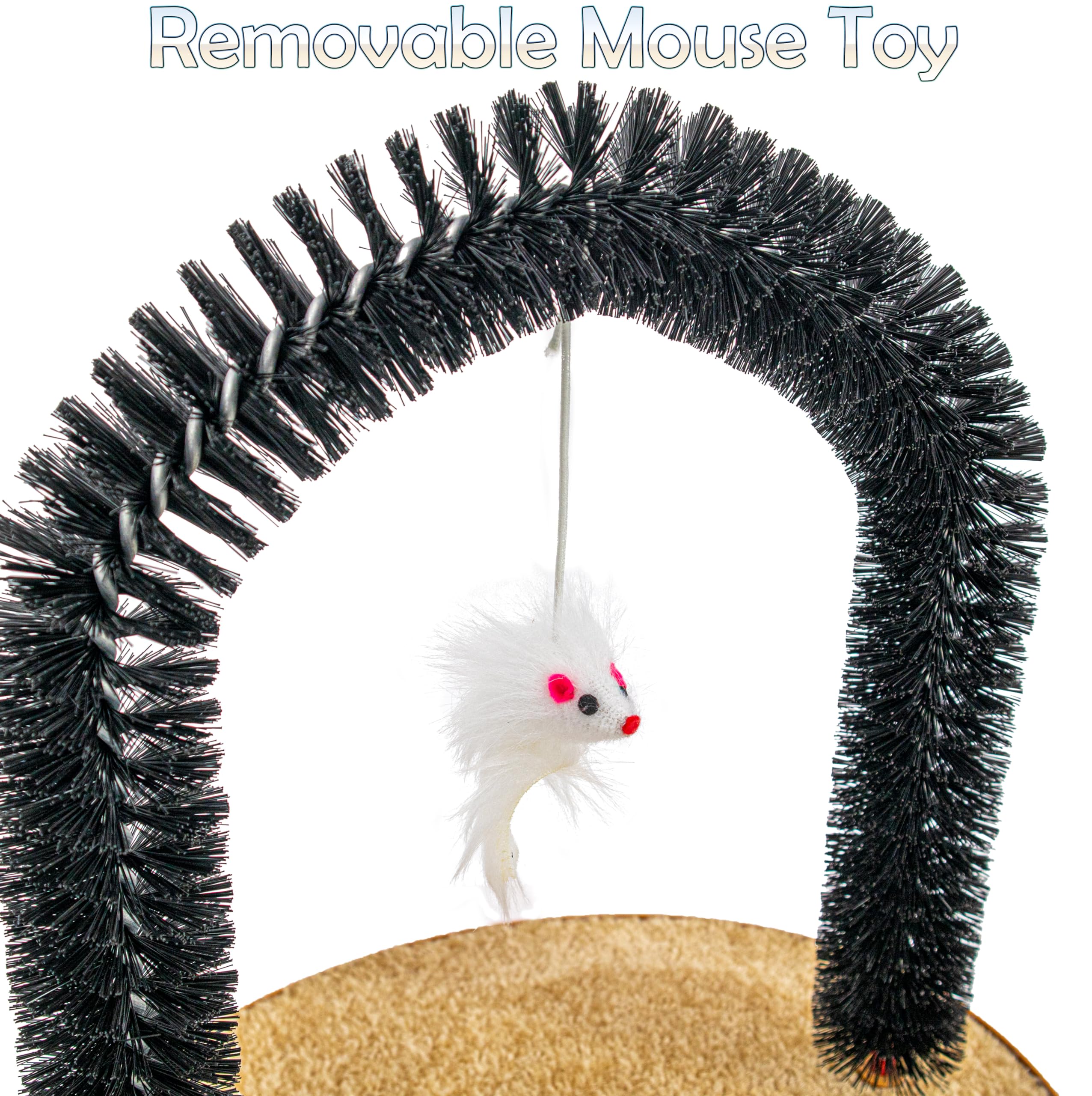 Perfect Cat Self Grooming Arch Toy & Post with Cat Mouse Toy, Bristles, Scratch Pad and Catnip - for Scratching, Brushing, and Massaging - Prevents Furniture Damage & Promotes Healthier Indoor Cats - image 3