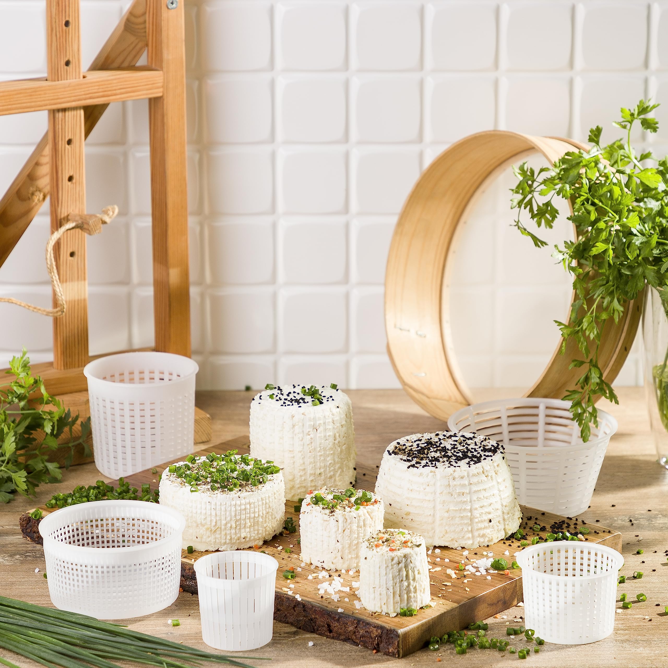AlcoFermBrew Set di 20 Fuscelle per Formaggio - Forma plastica per formaggio - Kit stampi per formaggio freschi